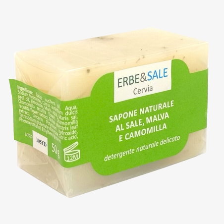 SAPONE VEGETALE AL SALE CON MALVA E CAMOMILLA 50 gr